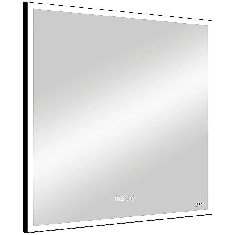 Зеркало Reflexion Ghost 800х800 RF5224GH с подсветкой Черное с сенсорным выключателем, диммером и часами