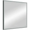 Зеркало Reflexion Ghost 800х800 RF5224GH с подсветкой Черное с сенсорным выключателем, диммером и часами