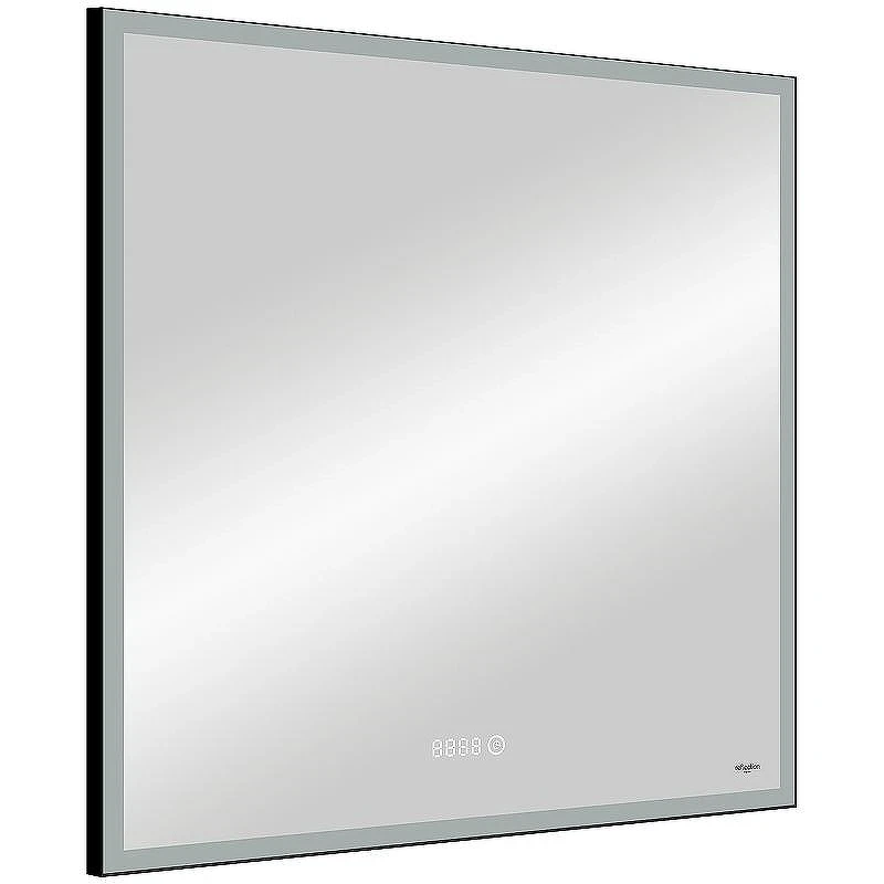 Зеркало Reflexion Ghost 800х800 RF5224GH с подсветкой Черное с сенсорным выключателем, диммером и часами
