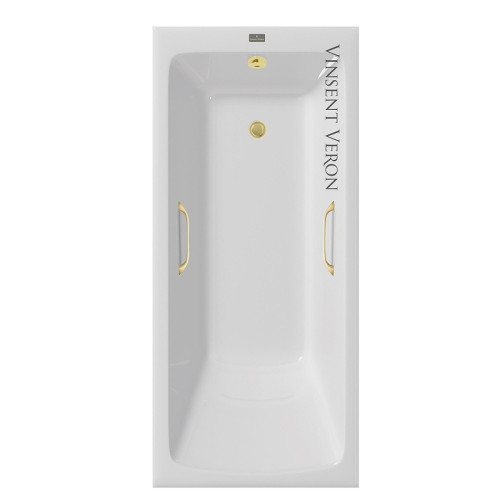 Чугунная ванна Vinsent Veron Kingston 180x80 VKN1808050H/VH0012MGD цвет Белый с квадратными ручками матовое золото