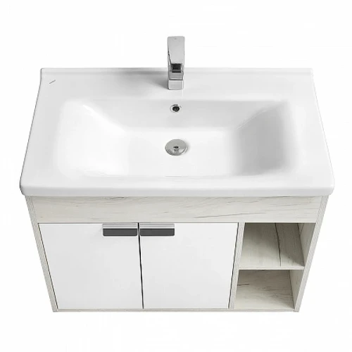 Тумба под раковину Aquaton Флай 80 1A237401FAX10 Белая Дуб крафт МДФ / ЛДСП