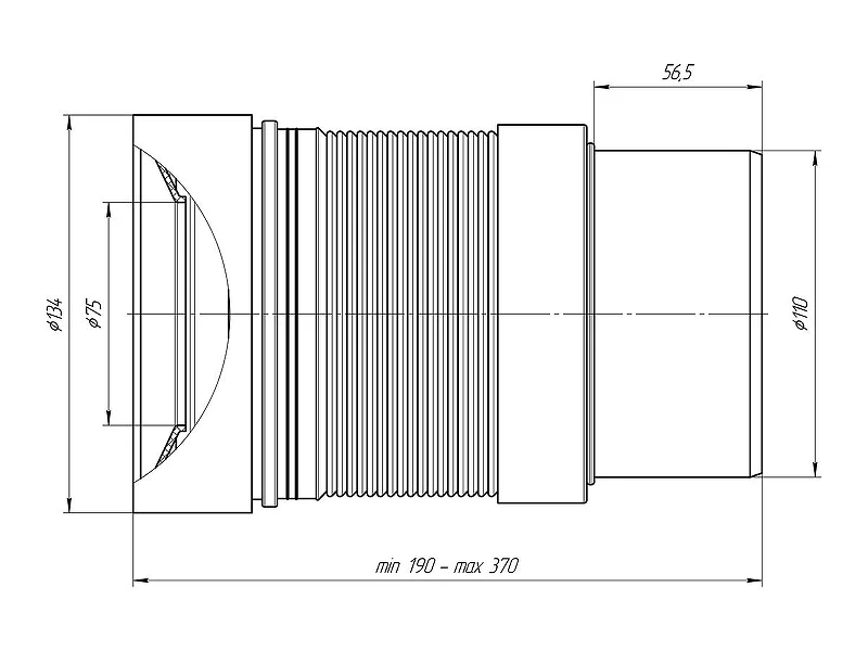 Гибкая труба для унитаза Анипласт K821R d110, l=370 мм цвет Белый