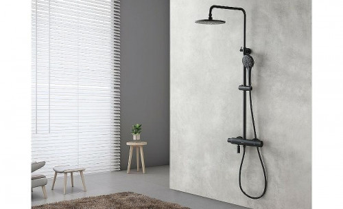 Душевая система Lemark Bronx LM3772BL с термостатом Черная