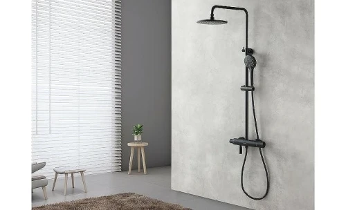 Душевая система Lemark Bronx LM3772BL с термостатом Черная