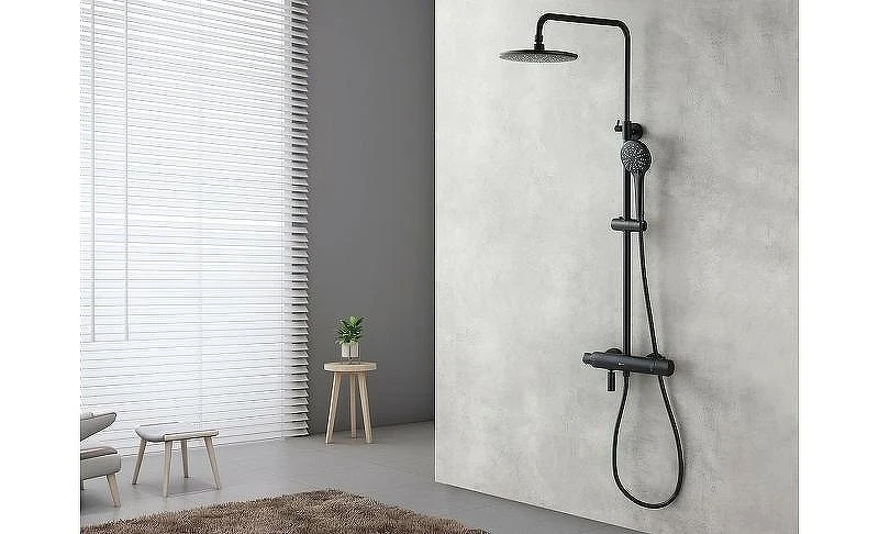 Душевая система Lemark Bronx LM3772BL с термостатом Черная