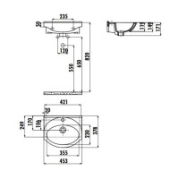 Раковина Creavit Etol 45 ET045-00CB00E-0000 Белая фарфор подвесная, полувстраиваемая