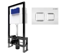 Инсталляция Bettoserb Sava Free Standing SFS40006488G для унитаза с клавишей смыва цвет Черный матовый Золото глянцевое