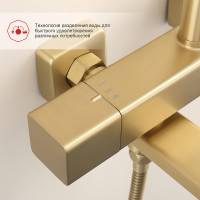 Душевая система Raglo R22.26.03 с термостатом Золото матовое латунь на стену