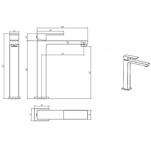 Смеситель для раковины Boheme Qubic 472-CR Хром латунь