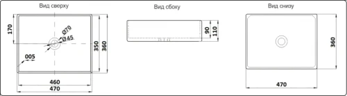 Раковина-чаша CeramaLux 47 9103MB Черная матовая фаянс накладная