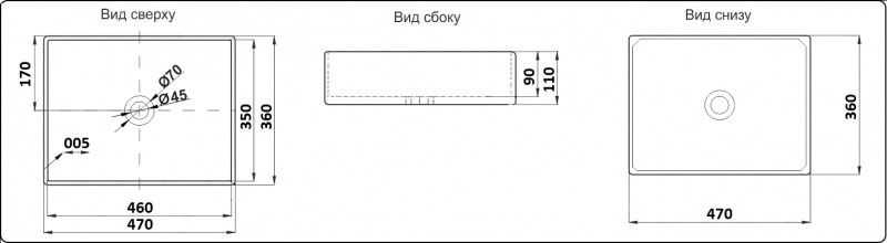 Раковина-чаша CeramaLux 47 9103MB Черная матовая фаянс накладная