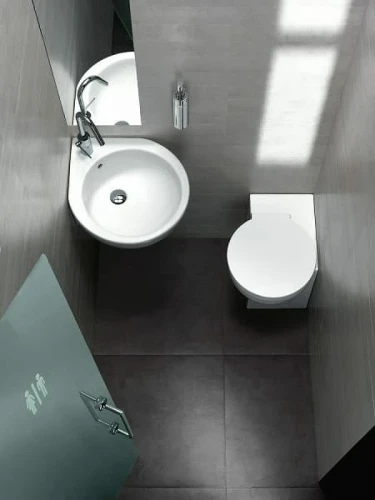 Раковина Hatria You and Me 46 R Y0H701 угловая Белая фаянс подвесная