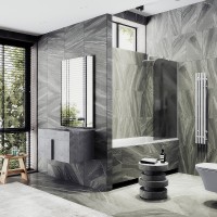 Шторка на ванну Maybah Glass MGV-153-1у 740x1400 в узком профиле Белый стекло графитовое матовое