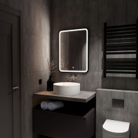 Зеркало Art&amp;Max Genova AM-Gen-600-800-DS-F с сенсорным выключателем Черное стекло