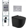 Комплект унитаза с инсталляцией WeltWasser AMBERG 350 ST + HEIMBACH 043 MT-BL + AMBERG RD-CR 10000012222 цвет Черный матовый с сиденьем Микролифт и клавишей смыва цвет Хром
