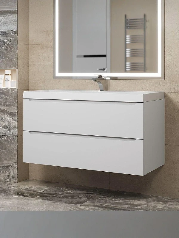 Тумба с раковиной Uperwood Tanos 100 291020229 подвесная цвет Белый матовый