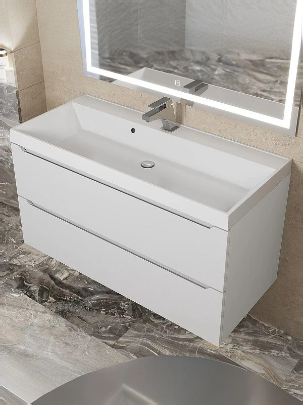Тумба с раковиной Uperwood Tanos 100 291020229 подвесная цвет Белый матовый