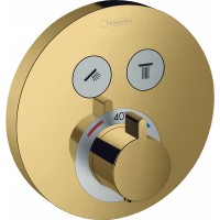 Смеситель для душа Hansgrohe ShowerSelect S 15743990 с термостатом Полированное золото латунь встраиваемый