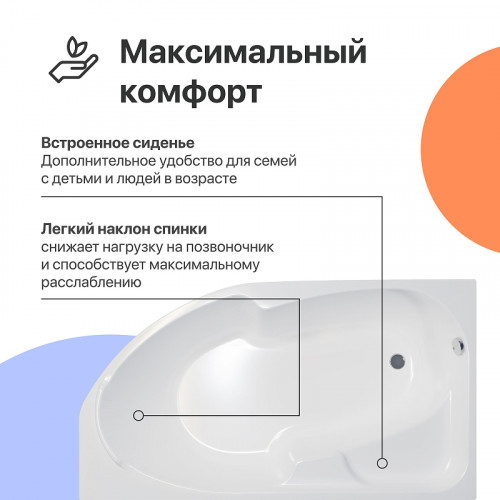 Акриловая ванна DIWO Сочи 170х95 L цвет Белый