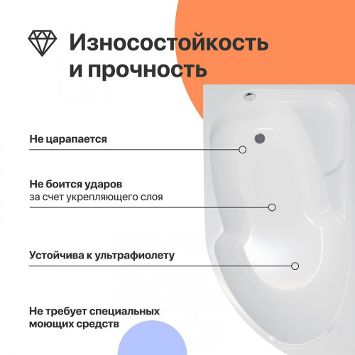 Акриловая ванна DIWO Сочи 170х95 L цвет Белый