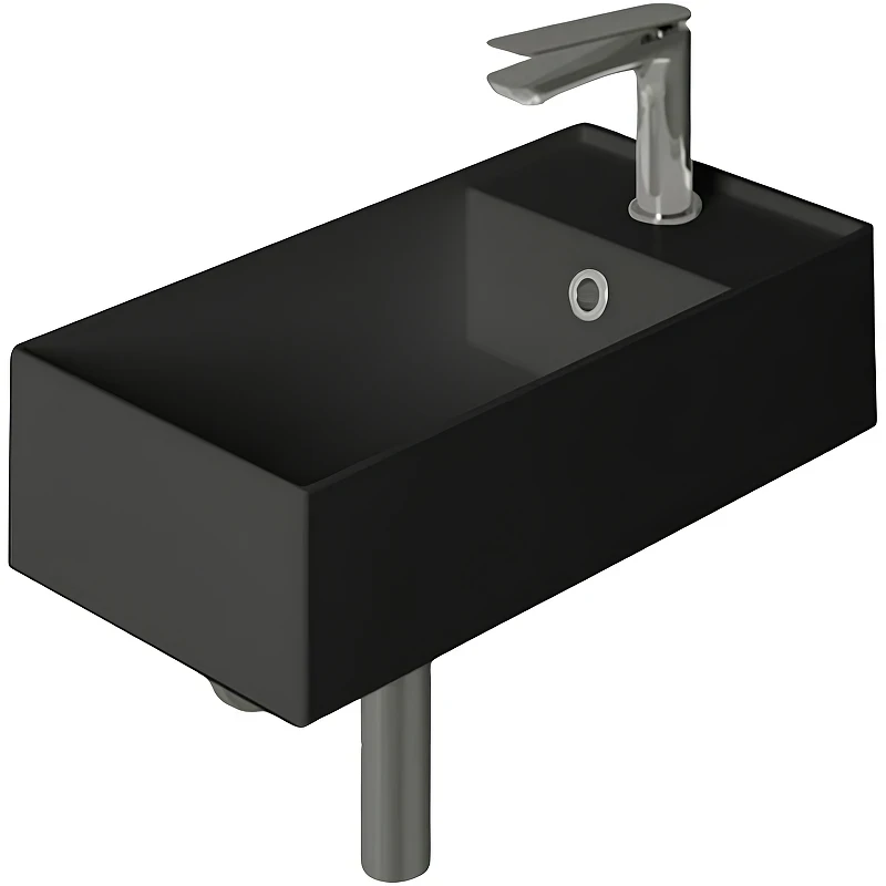 Раковина Simas Agile 50 R AG50 nero matt*1 Черная матовая фарфор подвесная, полувстраиваемая