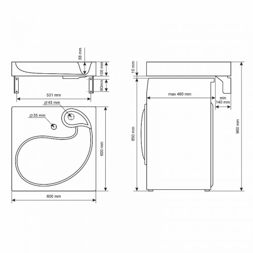 Раковина Uperwood Comforty 60 291021038 на стиральную машину цвет Белый глянцевый