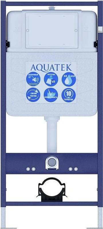 Комплект унитаза с инсталляцией Aquatek Set Aquatek Поларис-033 4в1 цвет Белый с сиденьем Микролифт и клавишей смыва цвет Оружейная сталь