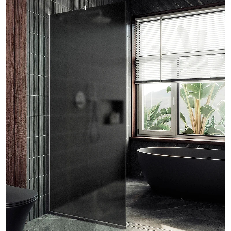 Душевая перегородка Maybah Glass MGD-682-5у 1090x1950 в узком профиле Хром матовый стекло графитовое матовое