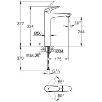 Смеситель для раковины Grohe Eurostyle 23719003 Хром латунь