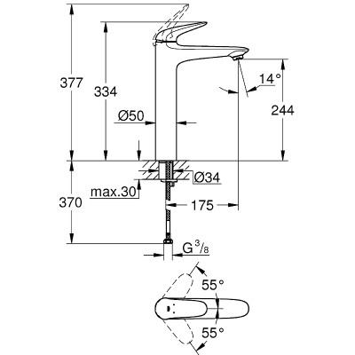 Смеситель для раковины Grohe Eurostyle 23719003 Хром латунь