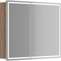 Зеркальный шкаф Sancos Mirror 100 MI100EG с подсветкой Дуб галифакс натуральный МДФ / ЛДСП, стекло