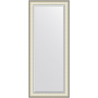 Зеркало Evoform Exclusive 154х64 BY 7456 с фацетом в багетной раме - Белая кожа с хромом 78 мм стекло