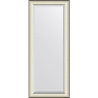 Зеркало Evoform Exclusive 154х64 BY 7456 с фацетом в багетной раме - Белая кожа с хромом 78 мм стекло