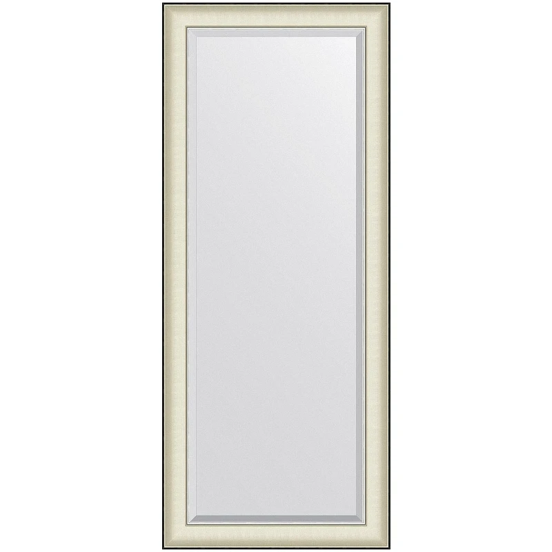 Зеркало Evoform Exclusive 154х64 BY 7456 с фацетом в багетной раме - Белая кожа с хромом 78 мм стекло
