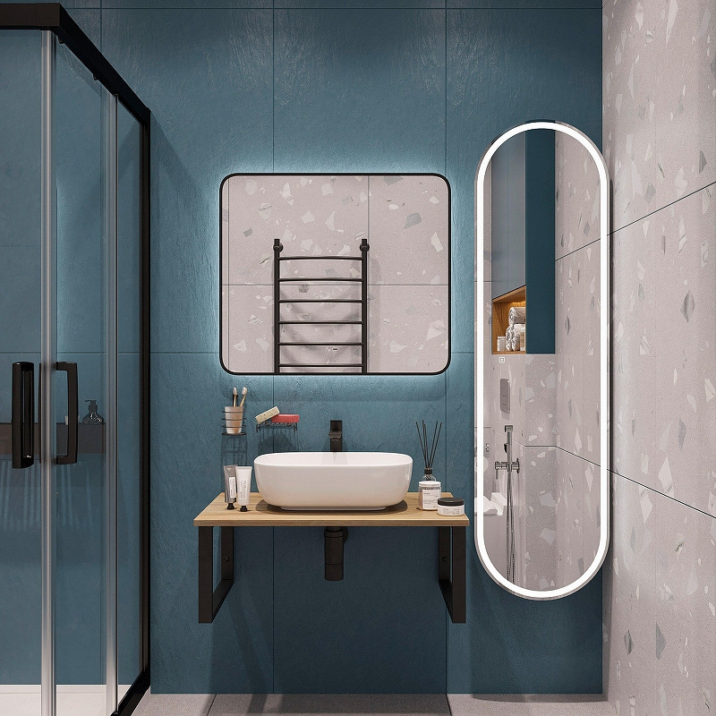 Комплект мебели для ванной DIWO Элиста 80 подвесной цвет Черный муар Светлое дерево