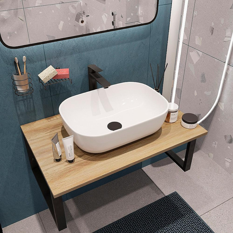 Комплект мебели для ванной DIWO Элиста 80 подвесной цвет Черный муар Светлое дерево