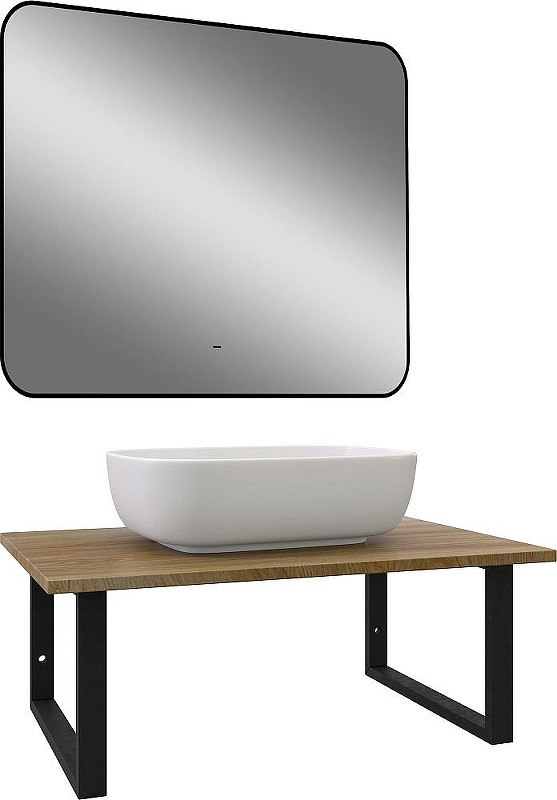 Комплект мебели для ванной DIWO Элиста 80 подвесной цвет Черный муар Светлое дерево