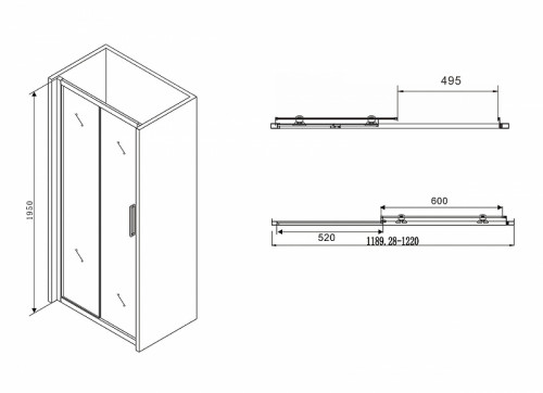 Душевая дверь Abber Schwarzer Diamant 120 AG30120BH профиль Черный стекло прозрачное
