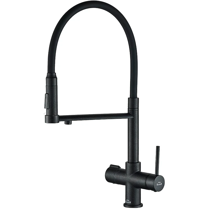 Смеситель для кухни ZorG Steel Hammer SH 2003 BLACK Черный матовый латунь на столешницу