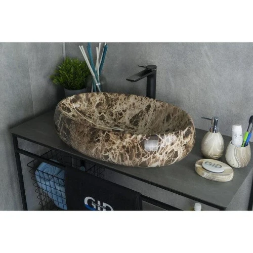 Раковина-чаша Gid Lago Mnc168 60 54409 цвет Под камень глянцевый