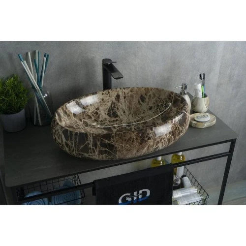 Раковина-чаша Gid Lago Mnc168 60 54409 цвет Под камень глянцевый