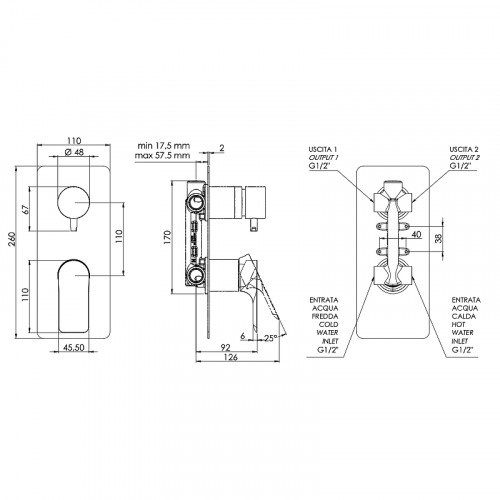 Смеситель для душа Remer Infinity I92NO Черный матовый латунь встраиваемый