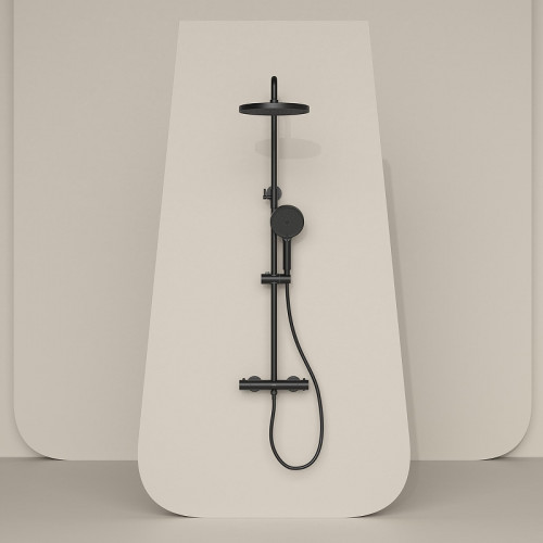 Душевая система Sancos Teo SC11001MB с термостатом цвет Черный матовый