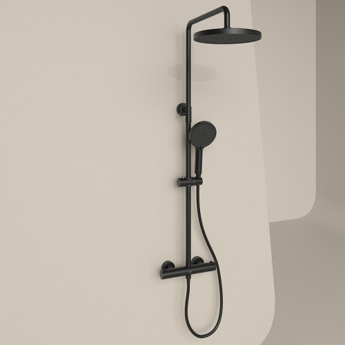 Душевая система Sancos Teo SC11001MB с термостатом цвет Черный матовый