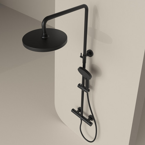 Душевая система Sancos Teo SC11001MB с термостатом цвет Черный матовый