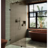Душевая перегородка Maybah Glass MGD-266-6 890x1950 коннектор стена-стекло Черный стекло бронзовое матовое