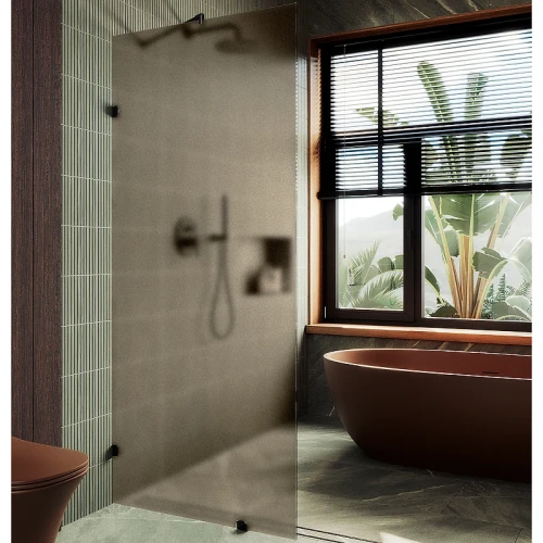 Душевая перегородка Maybah Glass MGD-266-6 890x1950 коннектор стена-стекло Черный стекло бронзовое матовое