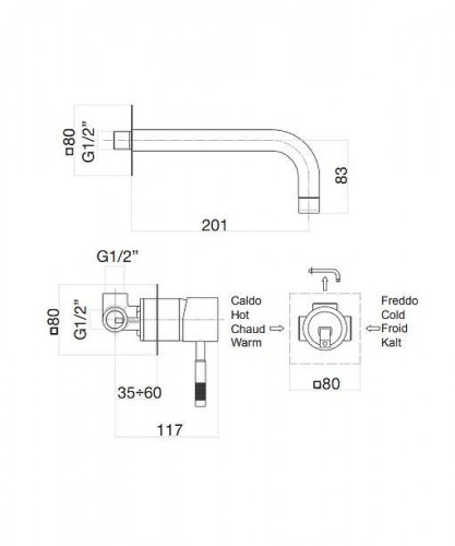 Смеситель для раковины Webert Rimini RI830605794 цвет Золото матовое