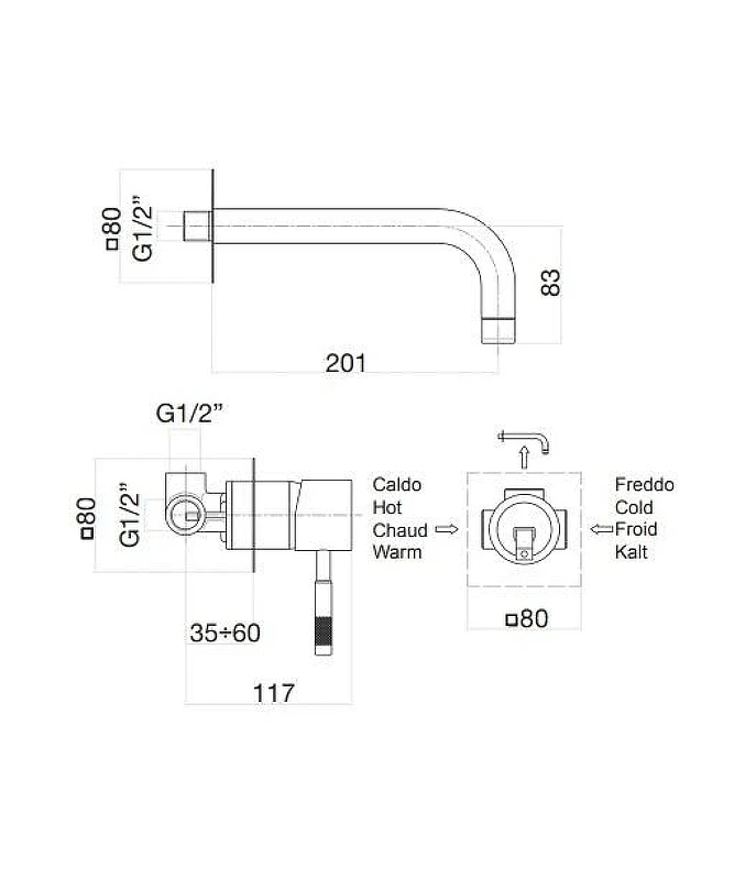 Смеситель для раковины Webert Rimini RI830605794 цвет Золото матовое