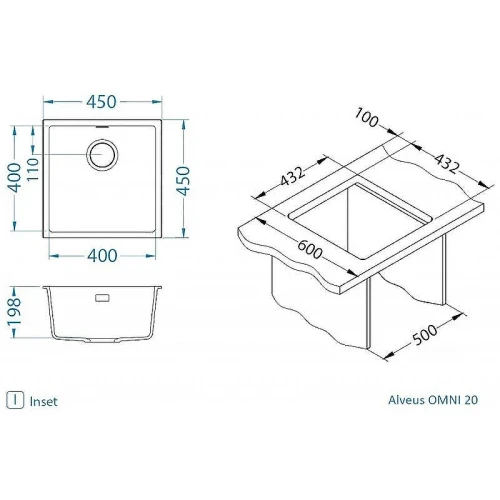 Кухонная мойка Alveus Granital Omni 20 Terra G22 450x450x198 1150046 Песчаная